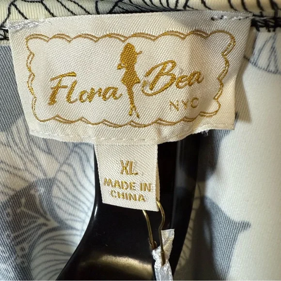 Flora Bea NYC NWT Sleeveless Wrap Rica Dress Floral Pattern Black & Cream Sz XL - Picture 10 of 14